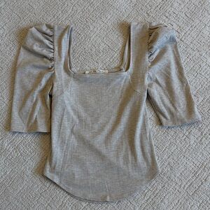 Free People We The Free Lily Puff Sleeve Ribbed Shirt